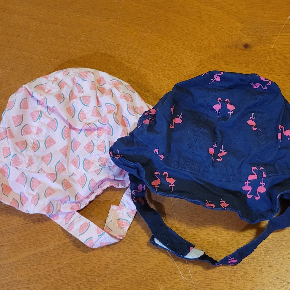 Kids Flamingo and Watermelon Print Hats
